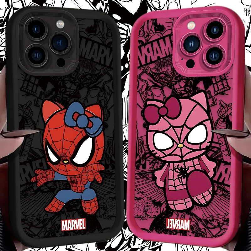 Cute Hello Kitty Spider Man Silicone Phone Case