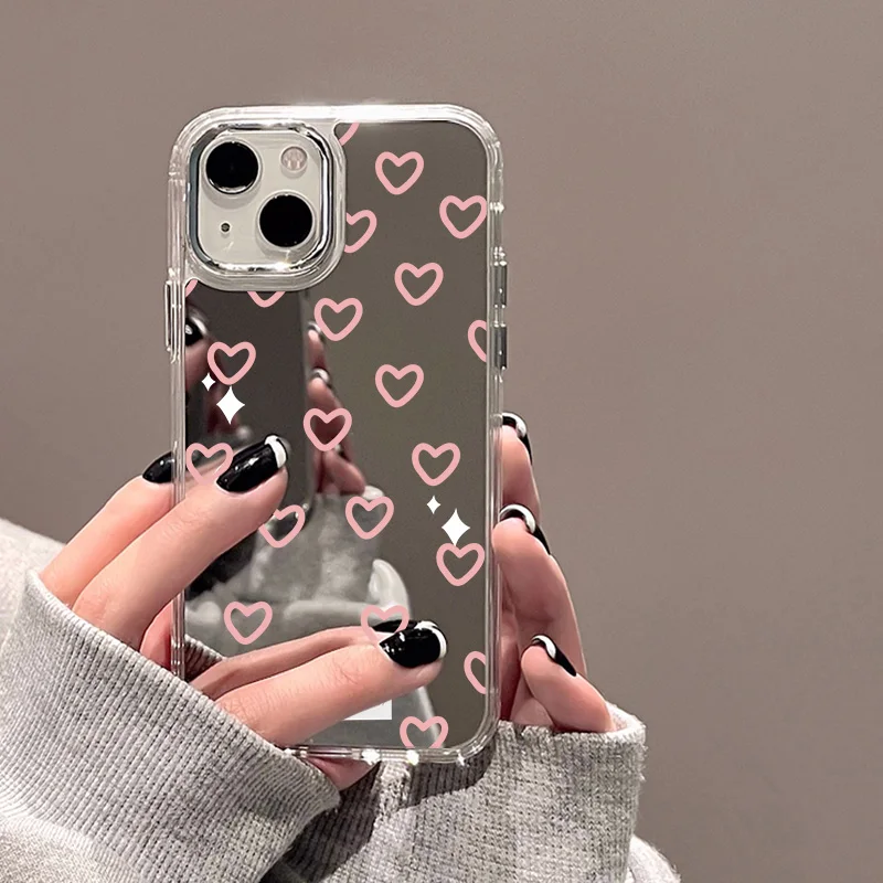 Love Heart Mirror Phone Case For iPhone