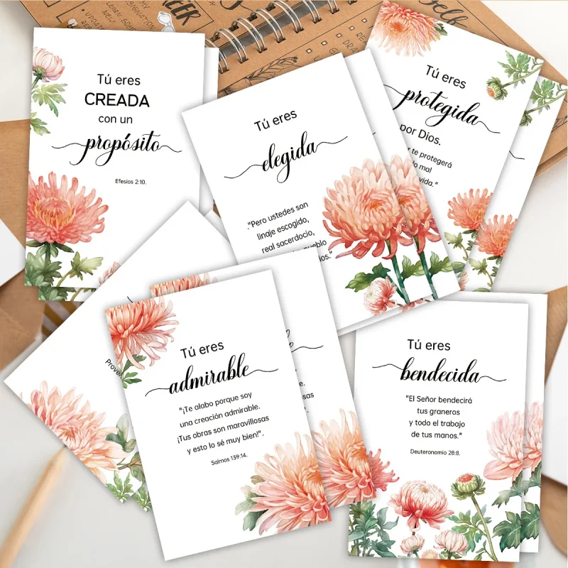 ​12pcs Spanish Pink Floral Thank You Cards with Envelope