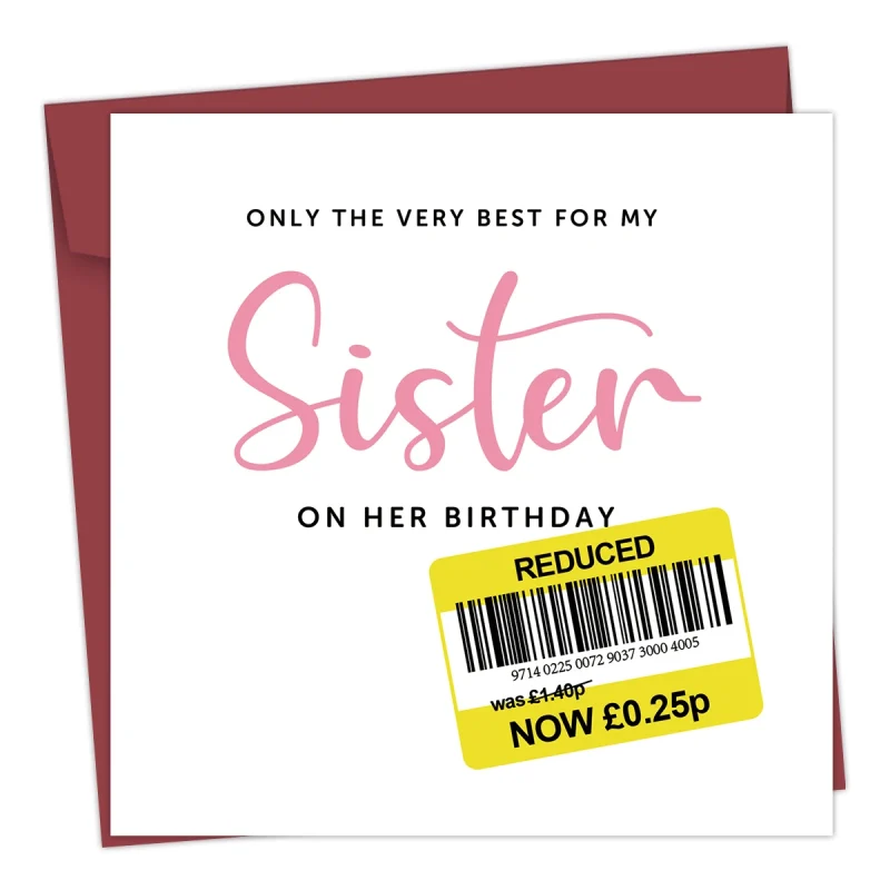 1pc Funny Hilarious Birthday Card for Sister