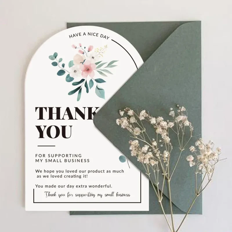 30pcs Personalized White Pink Thank You Card