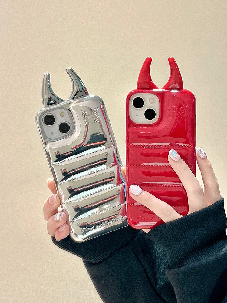 Fashion Cow Horns Glossy Phone Case For iPhone