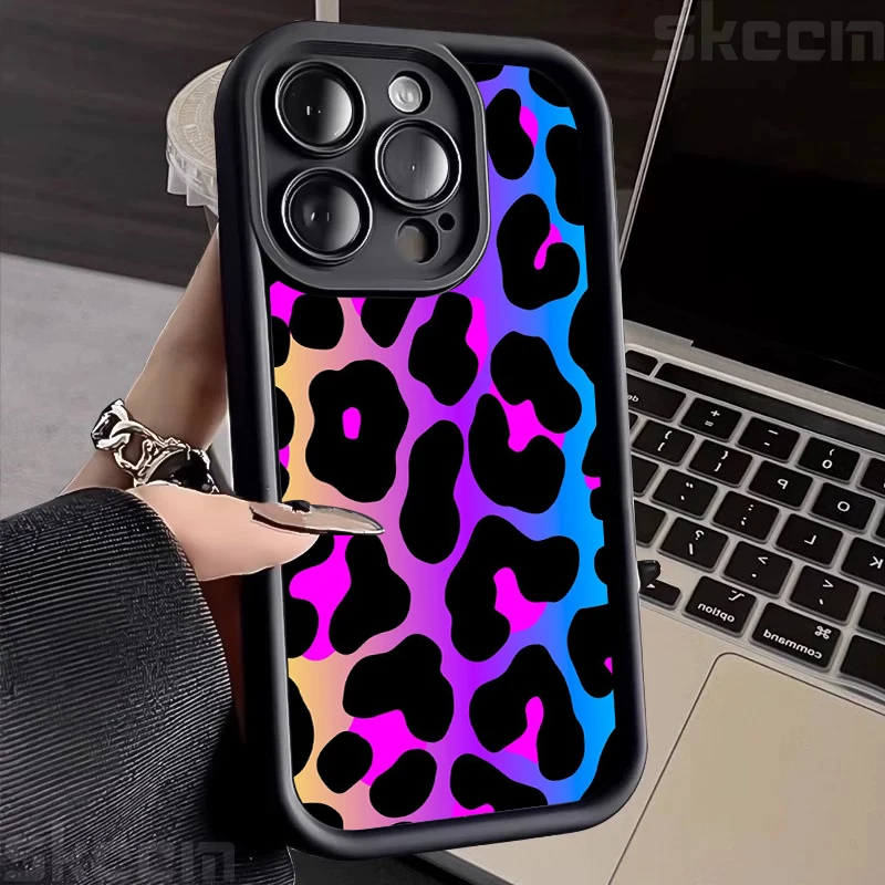 Silicone Colorful Leopard Pattern Soft Phone Case For iPhone
