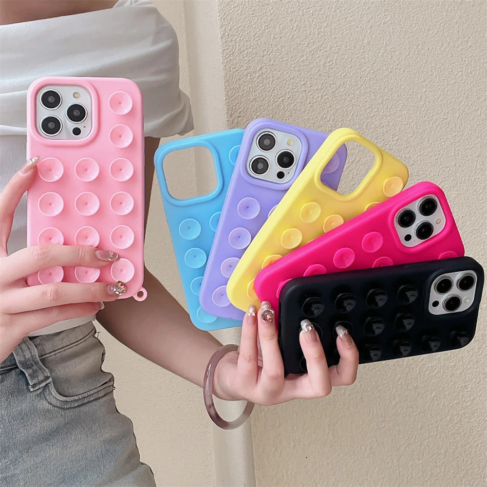 Soft Silicone Suction Cup Phone Case For iPhone