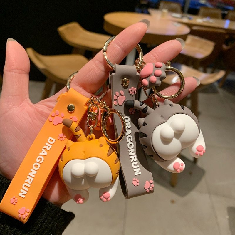 Cartoon Cat Butt Keychain