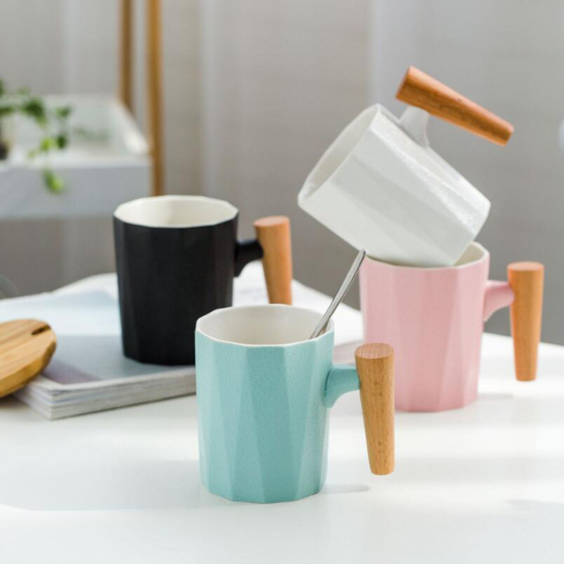 Wooden Handle Ceramic Mug