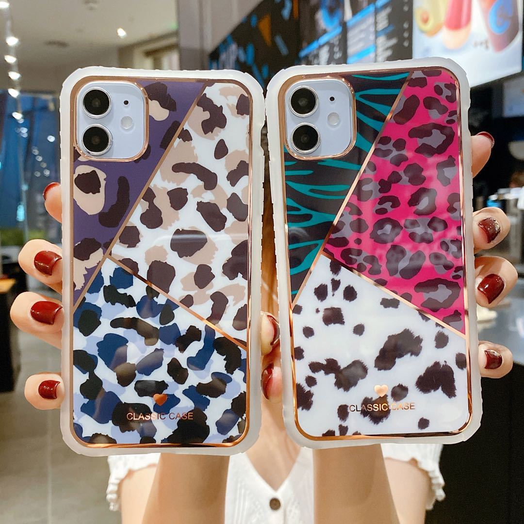 Love Leopard Electroplating Protective Phone Case