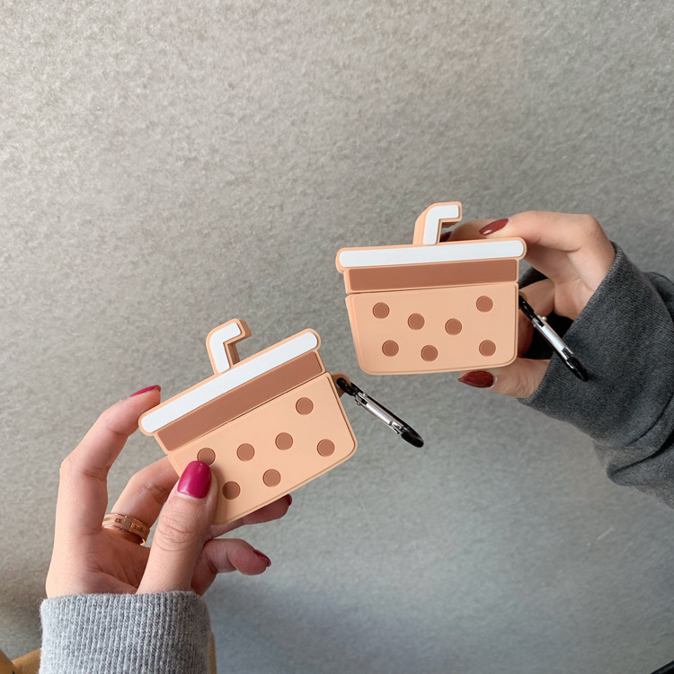 Cute Silicone Milk Tea Earphone Case