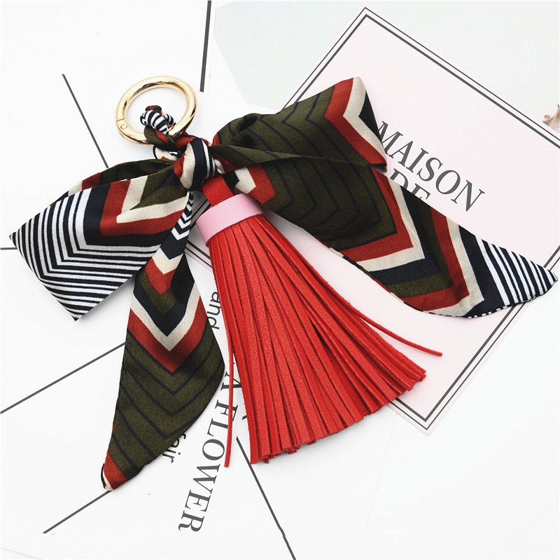 Ribbon Leather Big Tassel Keychain - Image 6