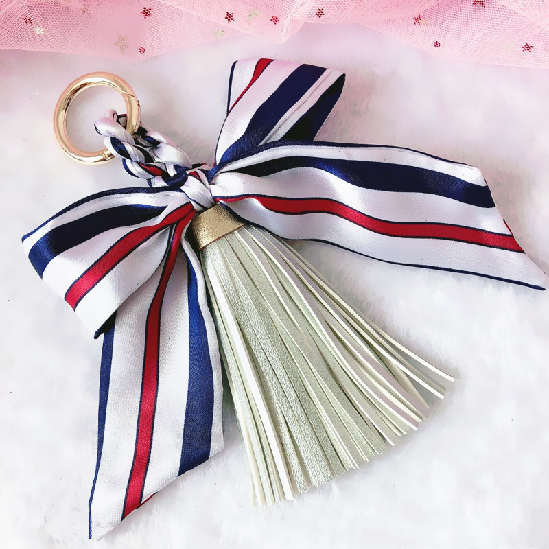 Ribbon Leather Big Tassel Keychain