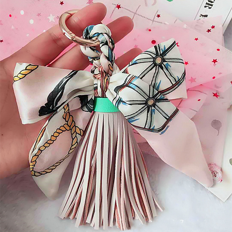 Ribbon Leather Big Tassel Keychain - Image 5