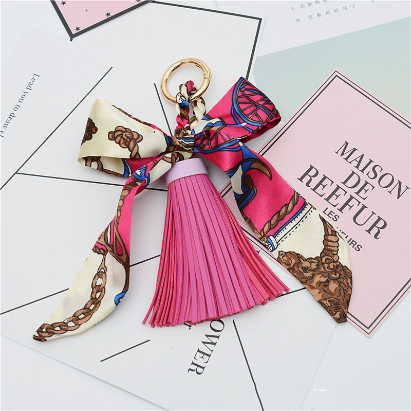 Ribbon Leather Big Tassel Keychain - Image 2