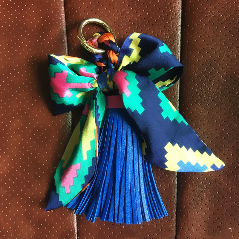 Ribbon Leather Big Tassel Keychain - Image 3