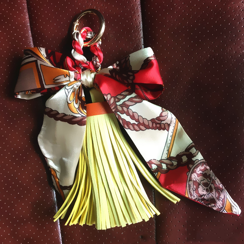 Ribbon Leather Big Tassel Keychain - Image 9