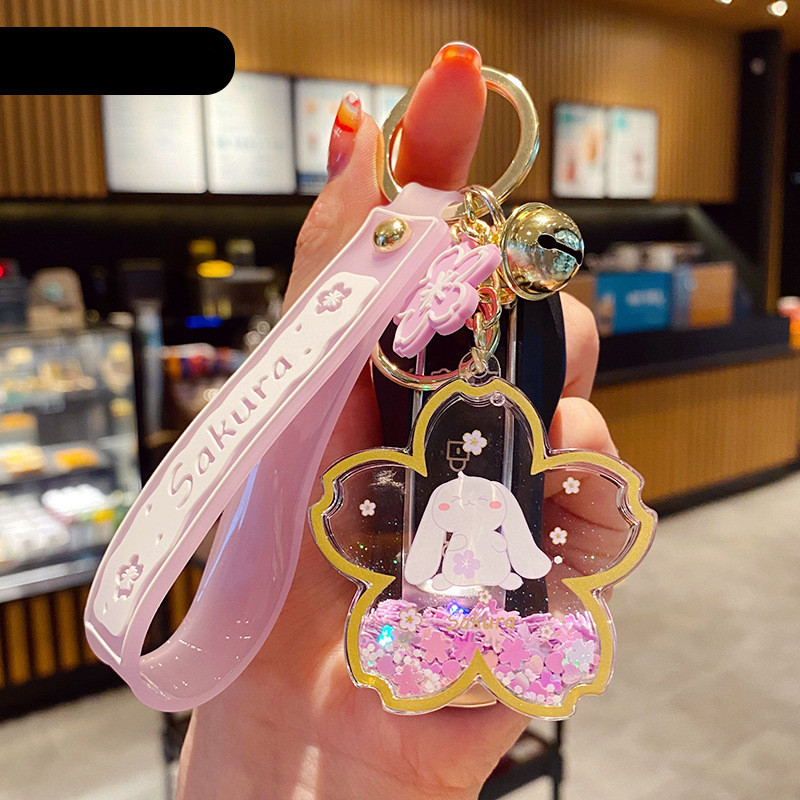 Acrylic Oiled Dream Sakura Bunny Keychain