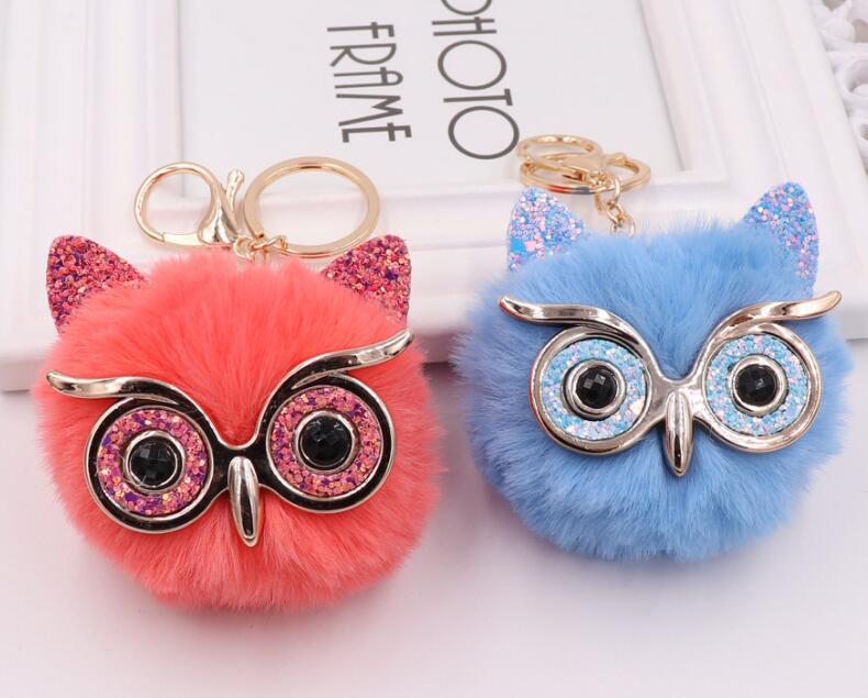 Lovely Owl Plush Doll Favors Fur Ball Key Chain