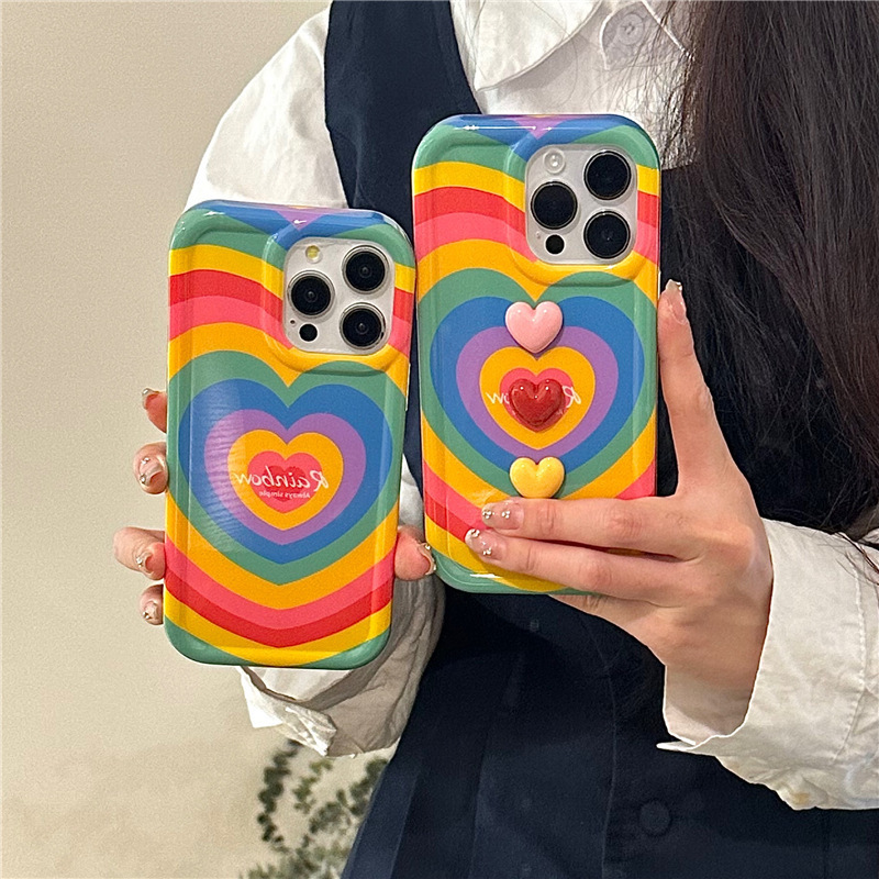 Rainbow 3D Love Drop-Resistant Phone Case