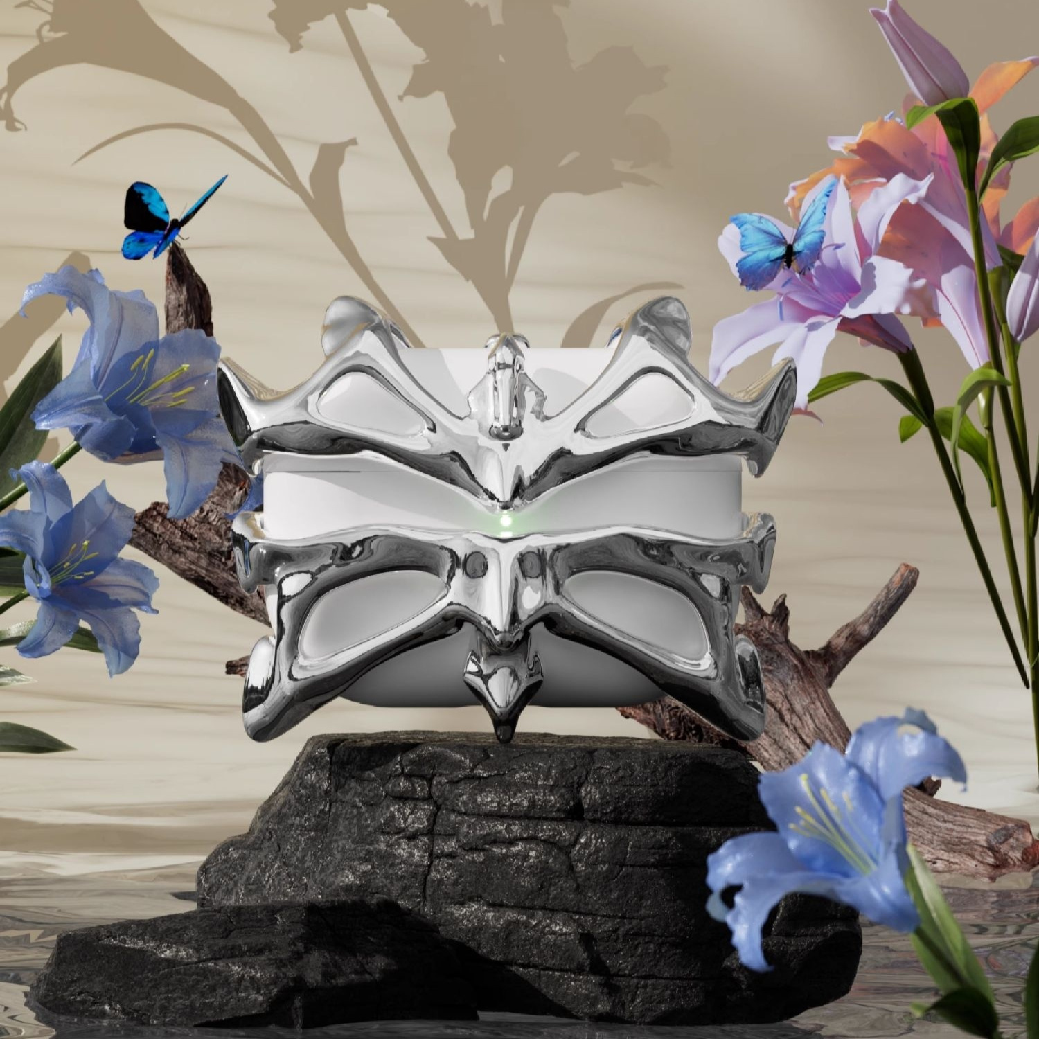 Metal Butterfly Earphone Bone Case