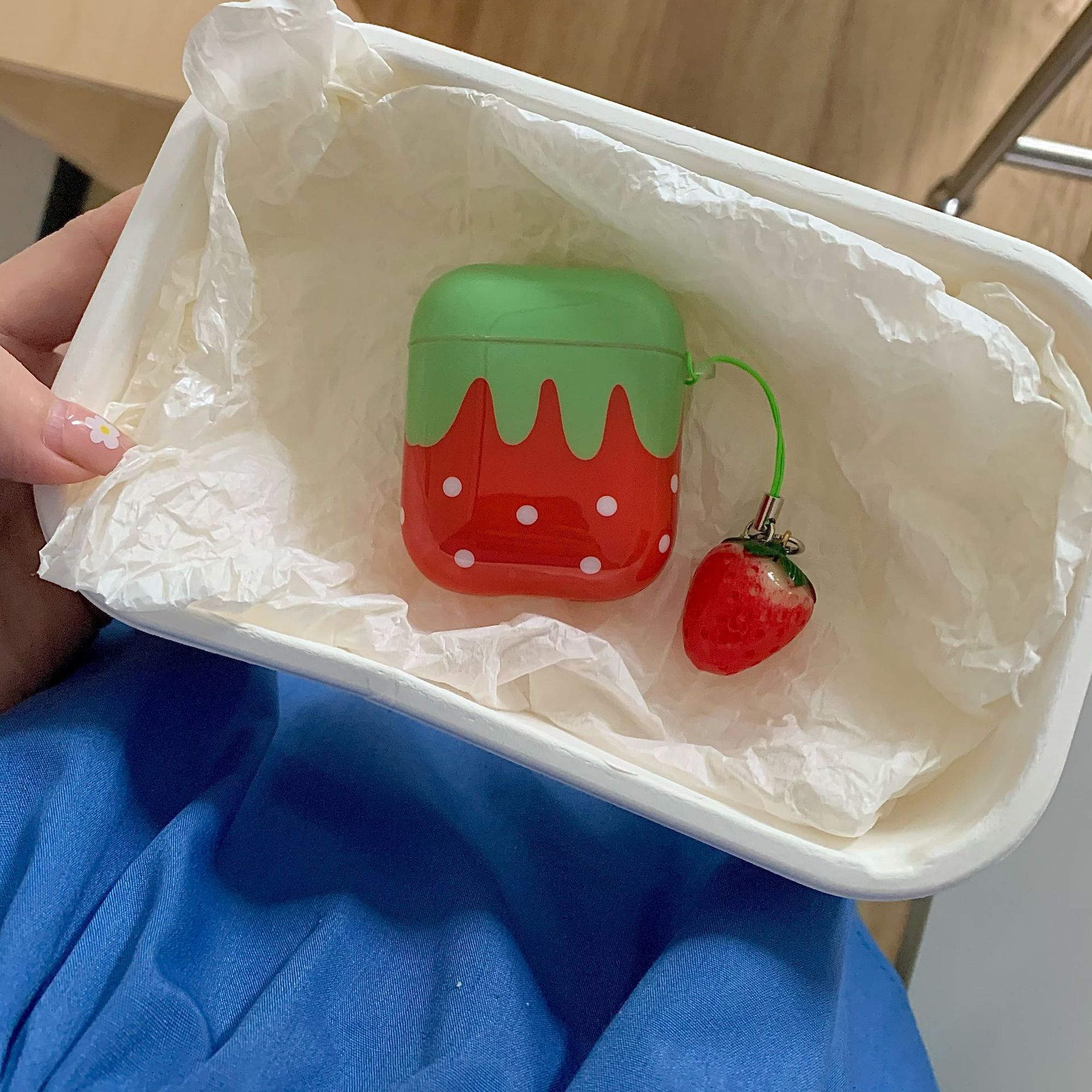 Cute Strawberry Pendant Earphone Case - Image 2