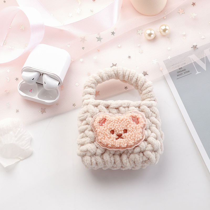 Cute Wool White Earphone Case - Image 3