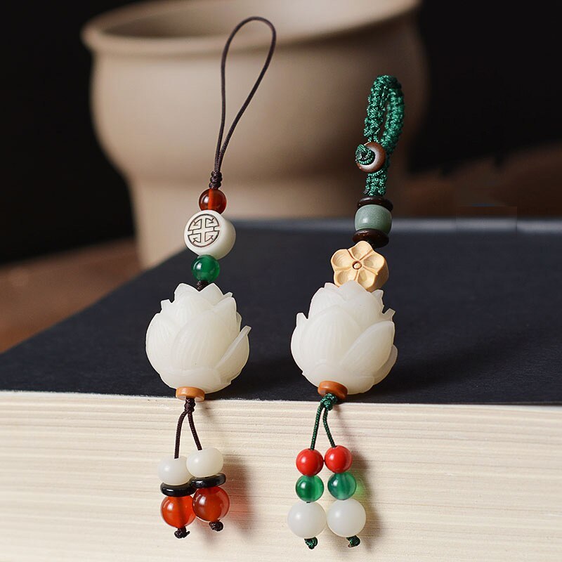 Hand-Woven Bodhi Lotus Pendant Keychains
