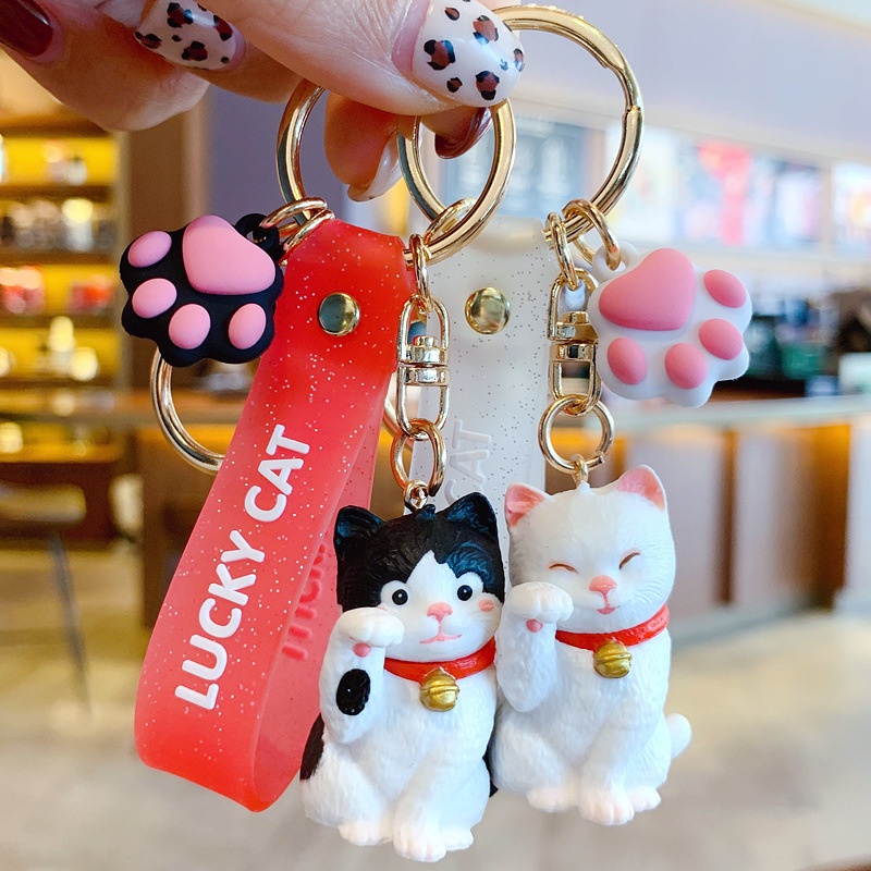 Cartoon Epoxy Cute Korean Pocket Cat Keychain - Image 4