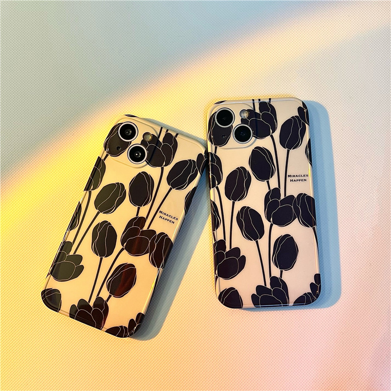 Silicone Black Tulip Wind Phone Case