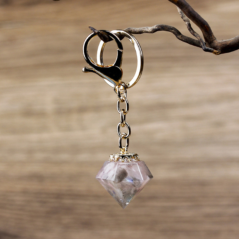 Natural Crystal Gravel Epoxy Keychain