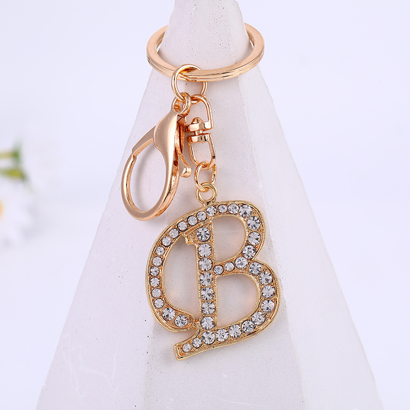 Metal Inlaid Diamond 26 English Letter Key Ring - Image 9