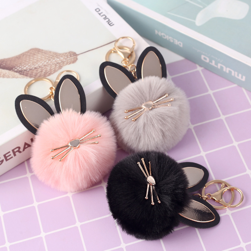 Faux Fur Ball Ladies Bag Key Chain