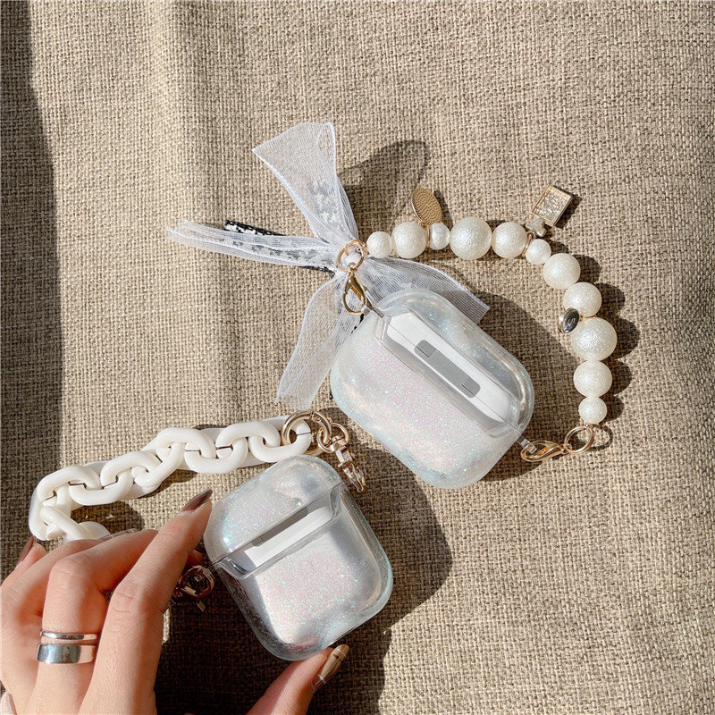 Quicksand Glitter Pearl Chain Headset Case