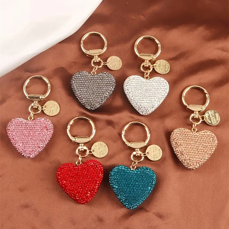 Creative Fashion Rhinestone Heart Keychain