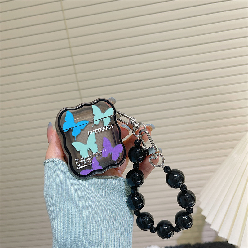 Wavy Black Butterfly Earphone Case - Image 4