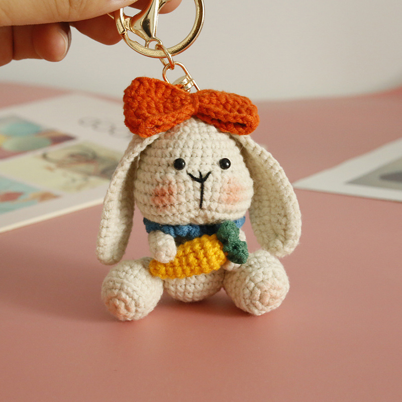 Exquisite Wool Crocheted Rabbit Pendant Keychains