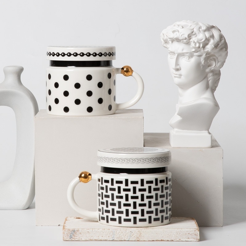 Black And White Polka Dot Hepburn Style Mug