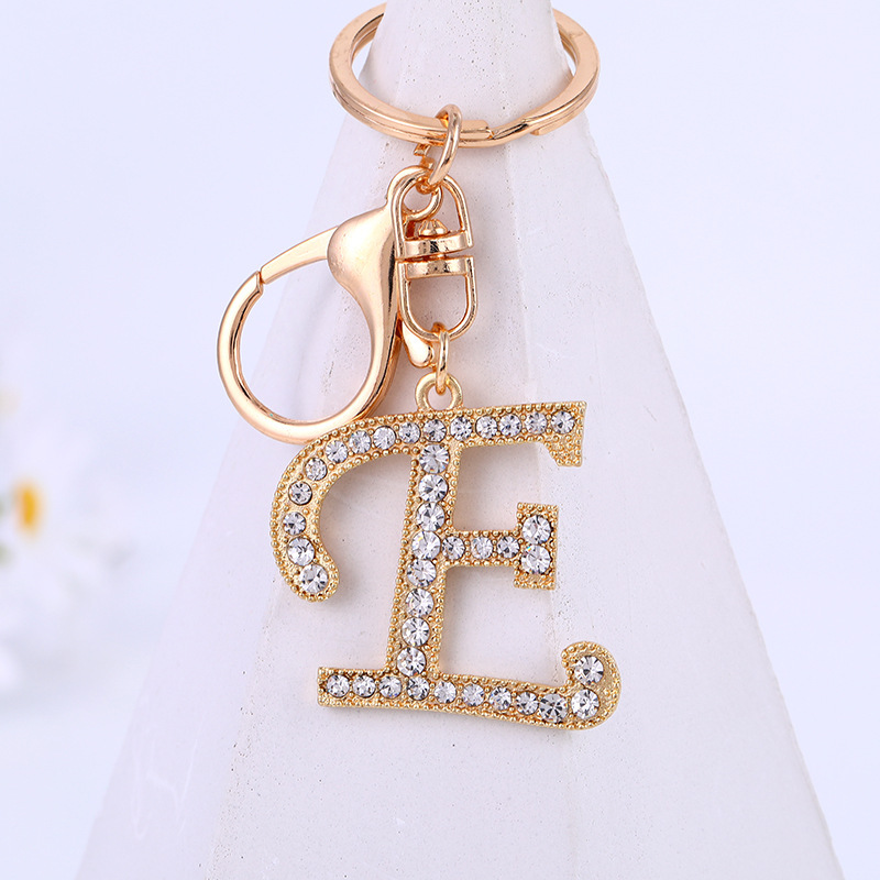 Metal Inlaid Diamond 26 English Letter Key Ring - Image 6