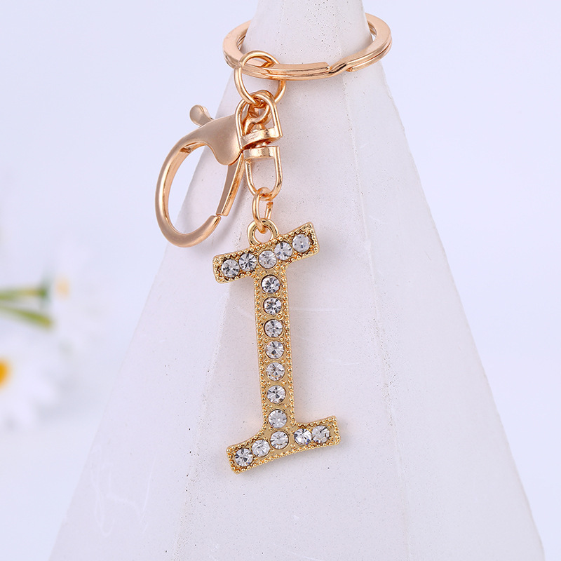 Metal Inlaid Diamond 26 English Letter Key Ring - Image 4
