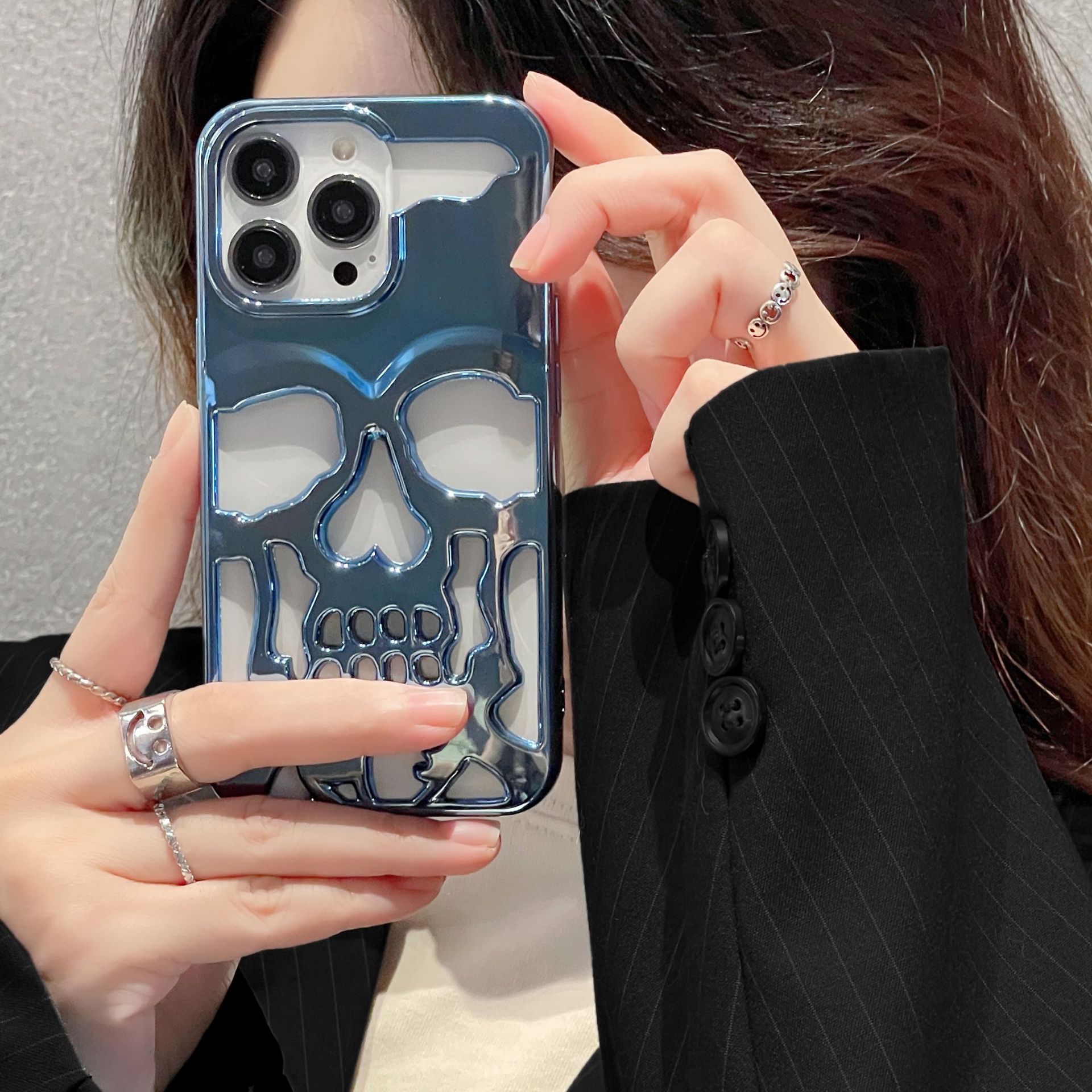 3D Skull Luxury Plating Phone Case