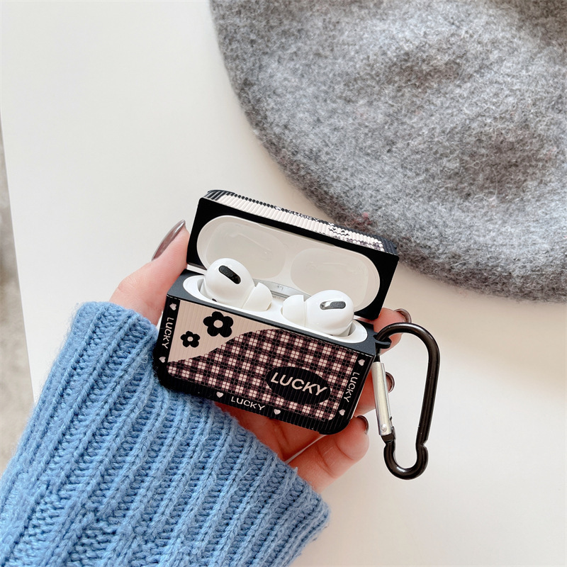 Ins Houndstooth Flower Bluetooth Earphone Case - Image 4