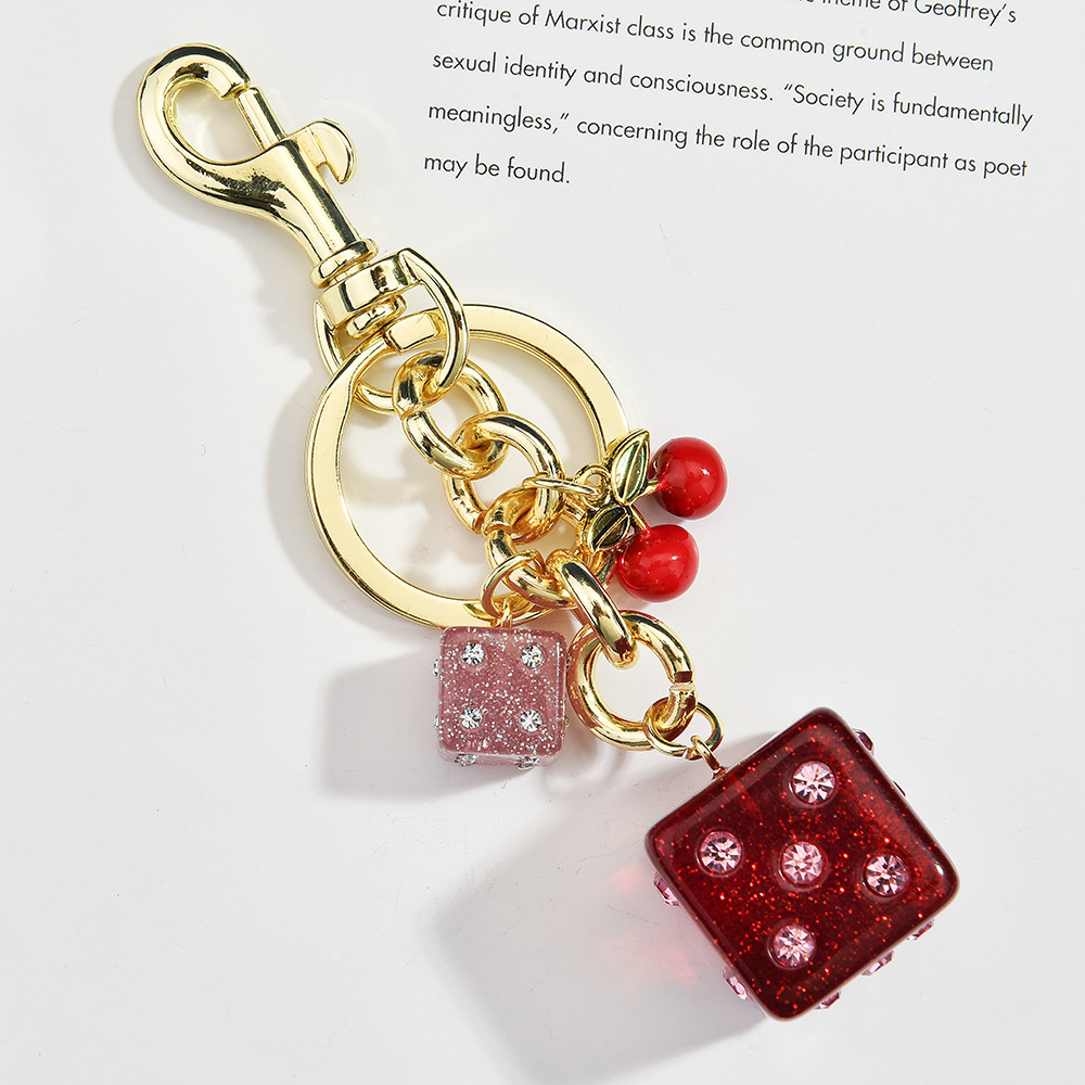 Dice Bag Hanging Vintage Cherry Keychain
