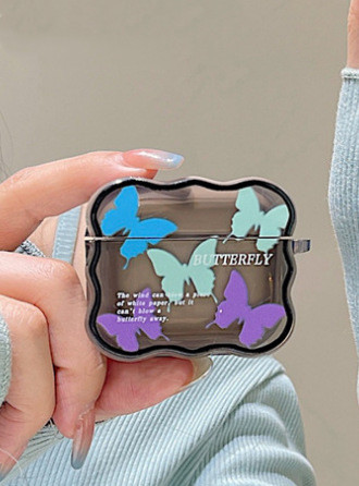 Wavy Black Butterfly Earphone Case - Image 2