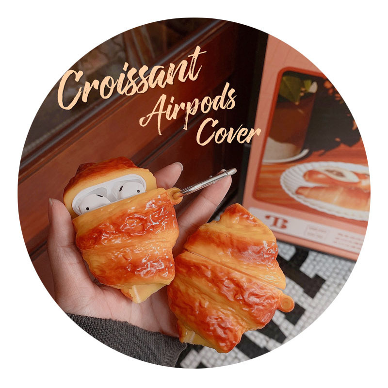 Cute 3D Croissant Silicone Earphone Case - Image 8