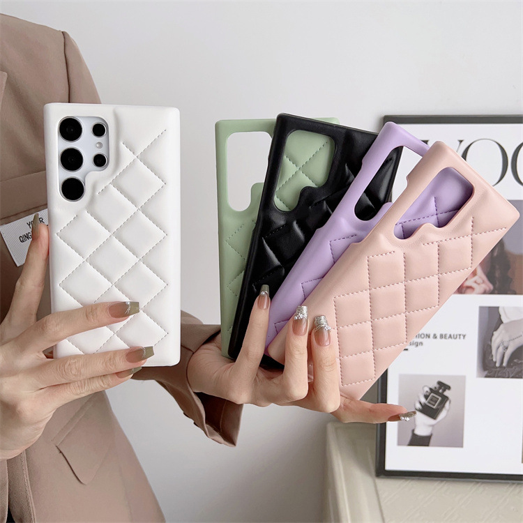 Diamond Plaid Leather Phone Case