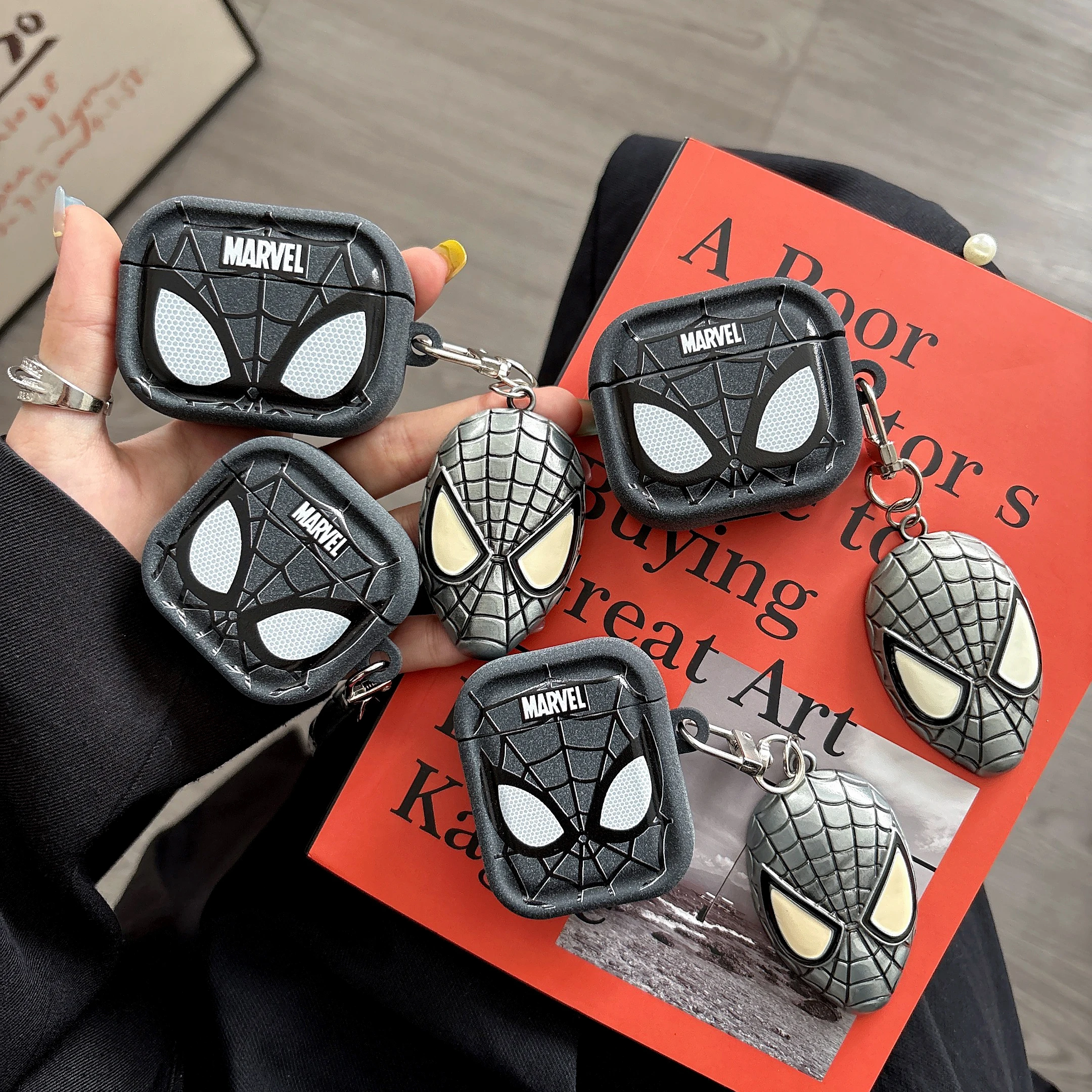 Cartoon Spiderman Case with Pendant For AirPods