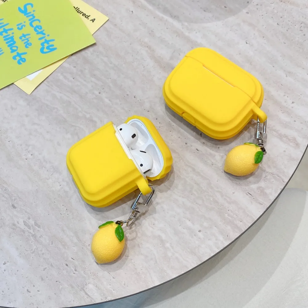 Silicone Earphone Cases for Airpods with Lemon Pendant