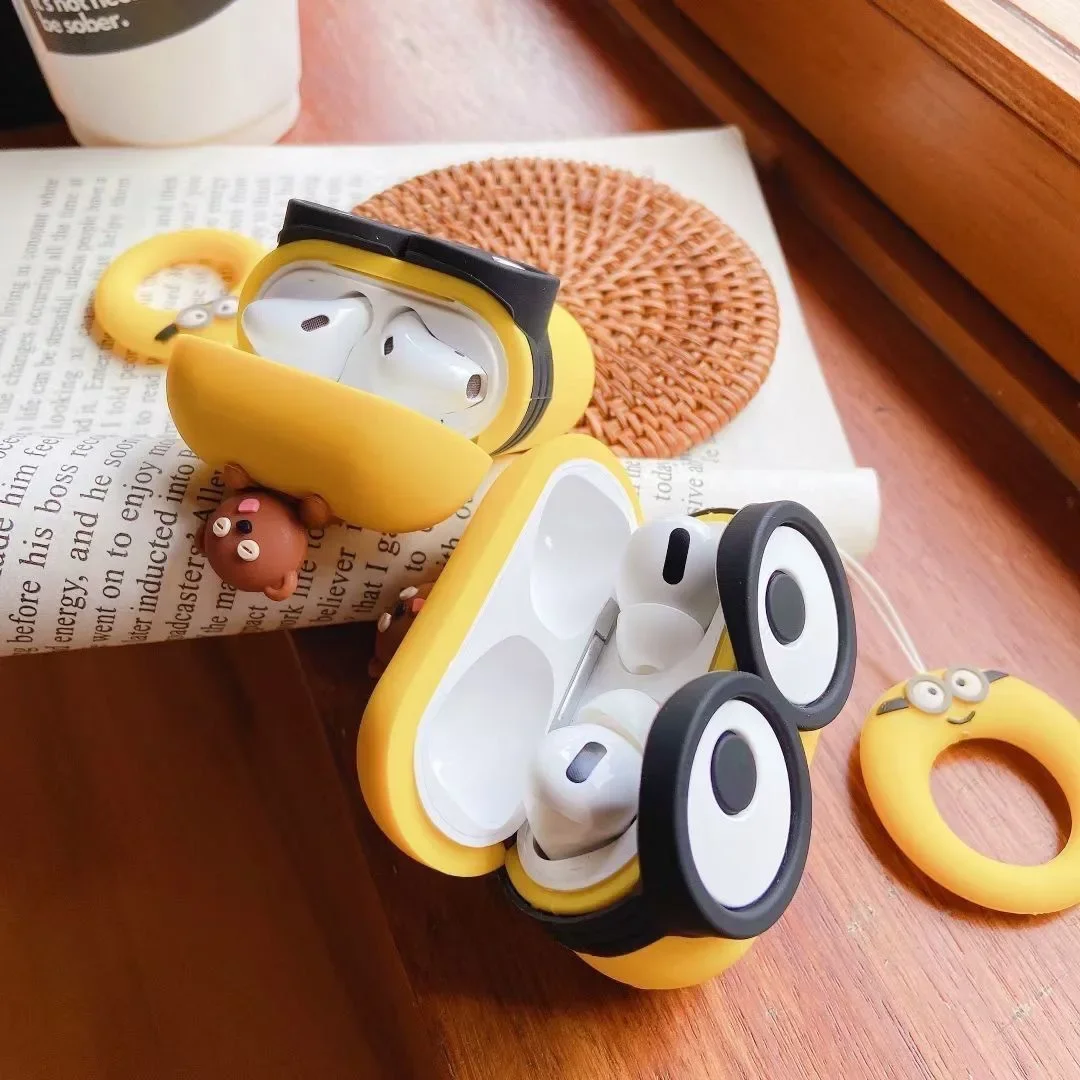 3D Minion Big Eyes Case With Bear Toy For Airpods - Image 3