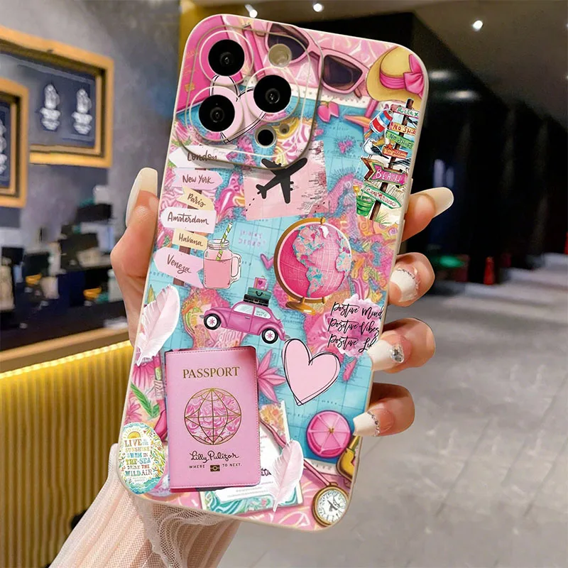 Anti-Drop Travel Plane Printed Matte Phone Case For iPhone