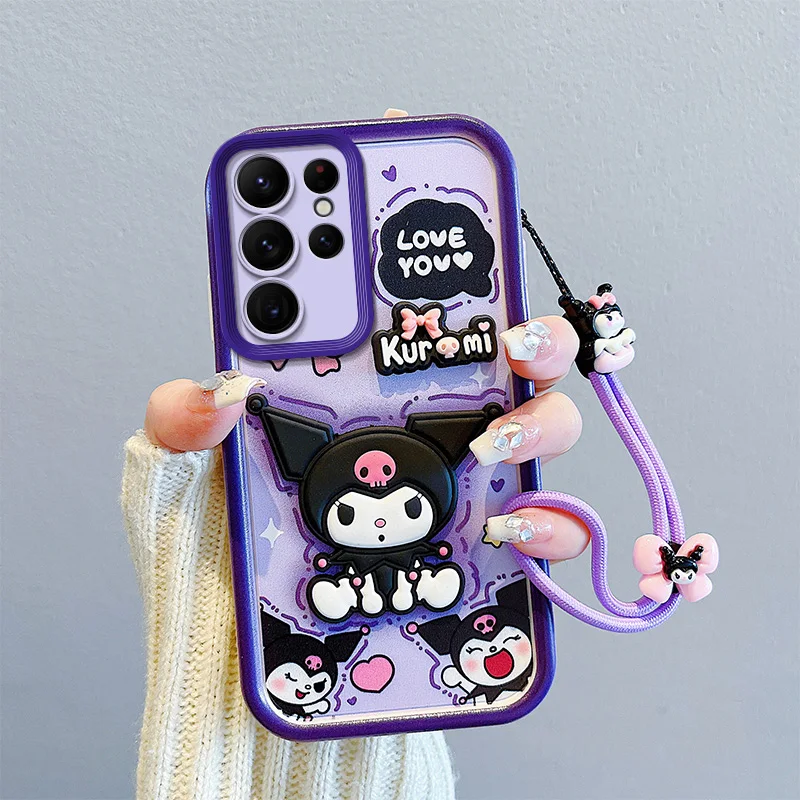 3D Cartoon Kuromi Strap Case For Samsung