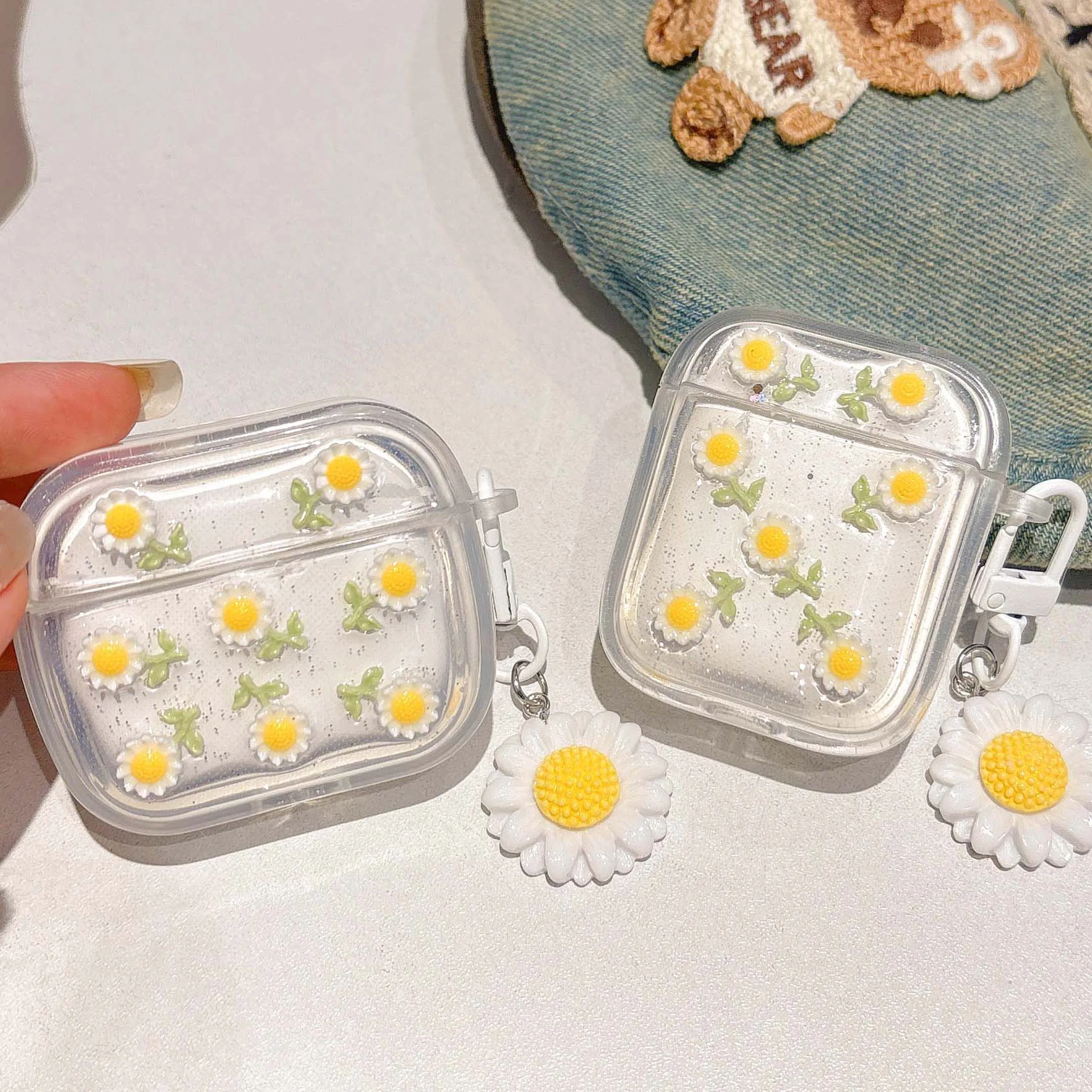 3D Daisy Flower Drop Glue Earphone Case for Airpods