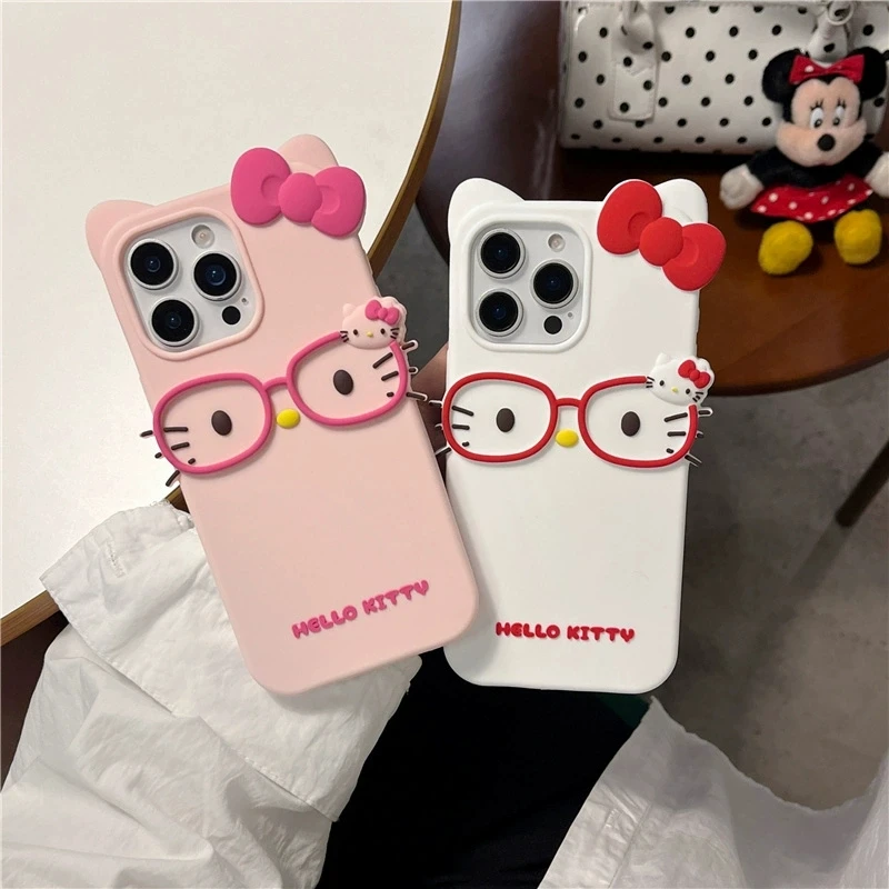 Silicone Soft Hello Kitty Glasses For iPhone